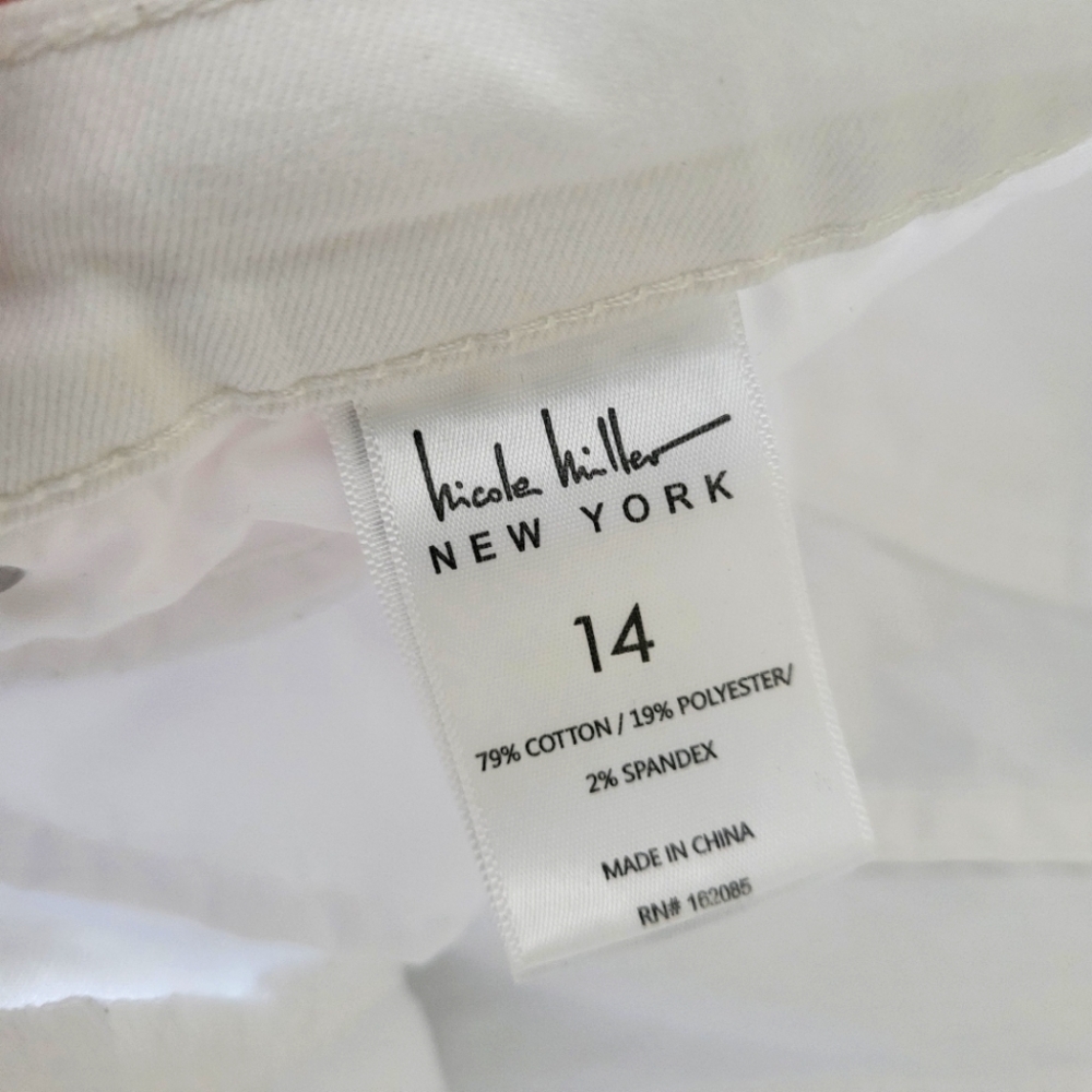 Nicole Miller Soho High Risk Kick Boot White Jeans Pants - Picture 5 of 5